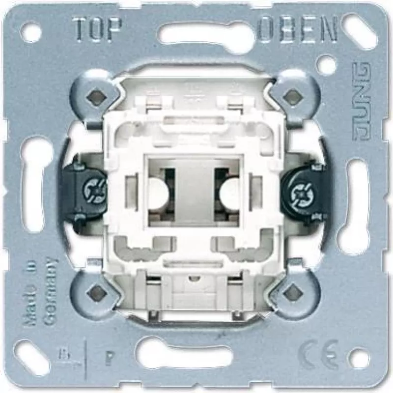 JUNG 531 U mygtukinis jungiklis, 1P, 250 V AC, 10 A, metalinis baltas