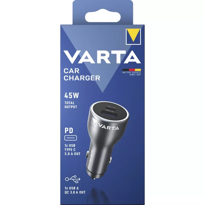 Automobilinis įkroviklis Varta 57933101111, 45W, 1× USB-A, 1× USB-C