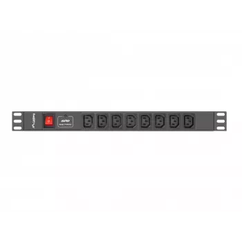 Lanberg PDU-08I-0200-C20-BK maitinimo skirstytuvas (PDU) 1U juodas, 8 AC išėjimai