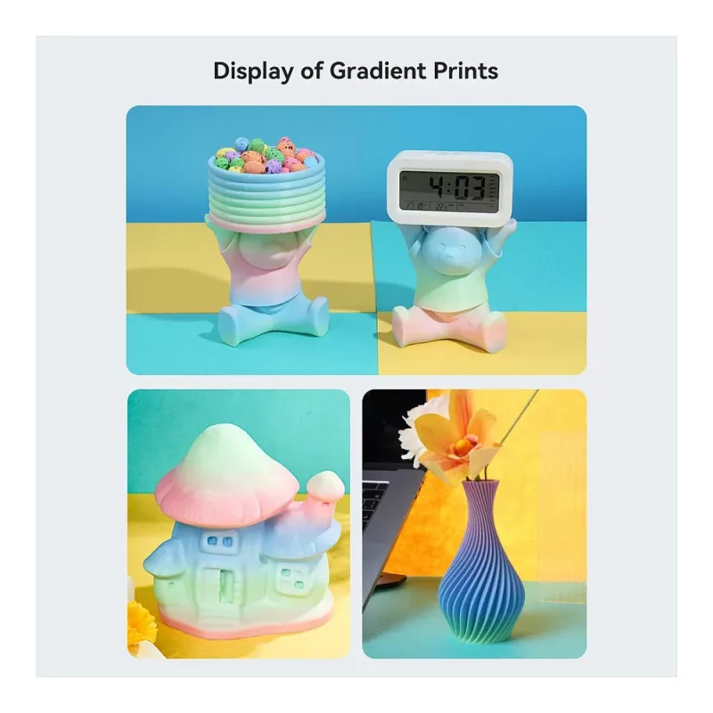 3D spausdinimo filamentas Creality PLA 1,75 mm, 1 kg – Mėlyna/Žalia/Rožinė (Creality 3301010424)