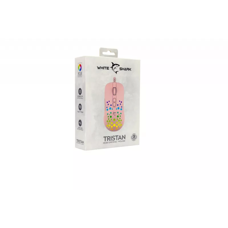 Pelė White Shark GM-9004 Tristan-2 Pink RGB USB