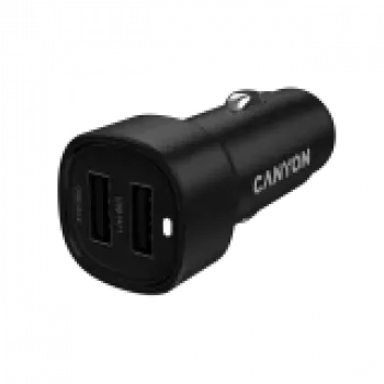 CANYON automobilinis įkroviklis OnDrive 24 24W 2xUSB-A juodas