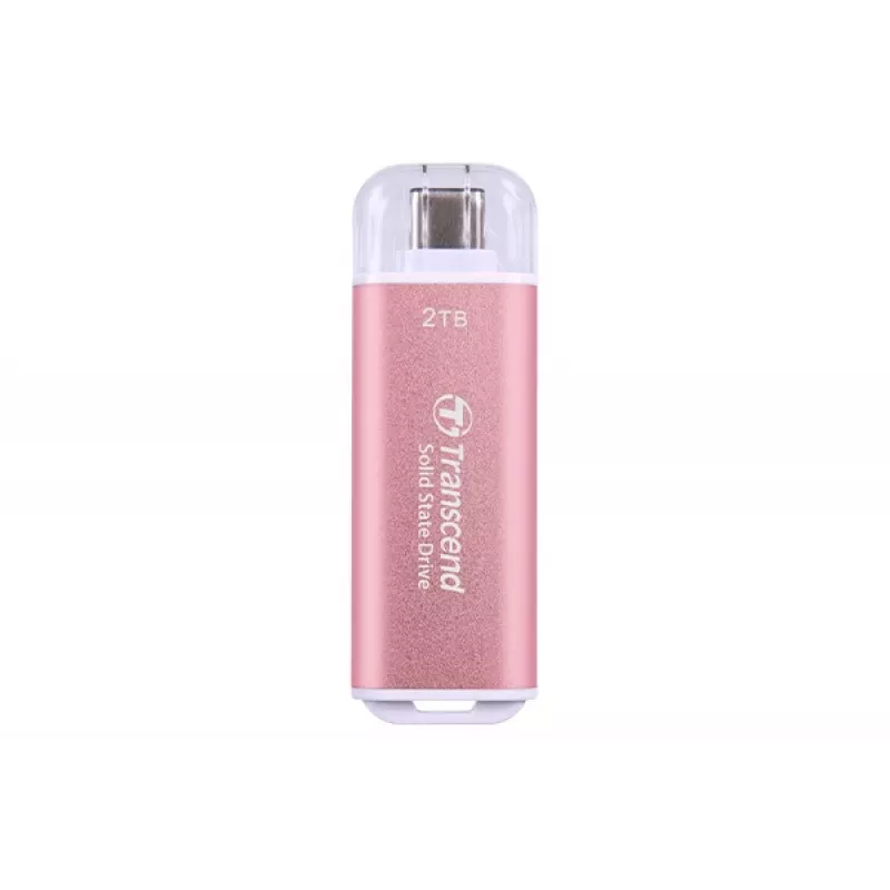Transcend ESD300P 2 TB nešiojamas SSD, USB-C 10 Gbps, rausvos spalvos, TS2TESD300P