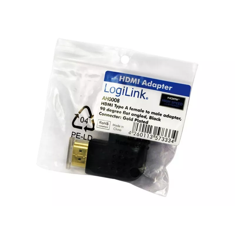 HDMI adapteris (gender changer) LOGILINK AH0008 — HDMI į HDMI, juodas, paauksuoti kontaktai