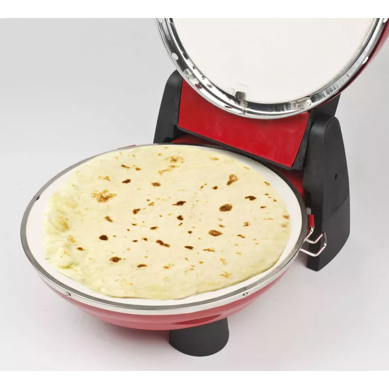 Picos kepimo aparatas G3FERRARI G10032 — 1200 W, akmens kepimo paviršius, iki 400 °C, 31 cm pica, mechaninis laikmatis, raudonas