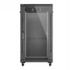 19 colių stelažinė spinta LANBERG 22U 600x1000 mm, juoda, stiklinės priekinės ir galinės durys