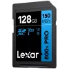 SDXC atminties kortelė Lexar 128GB UHS-I 800xPRO Class 10 U3 V30 — 150 MB/s skaitymas, 45 MB/s rašymas, juoda