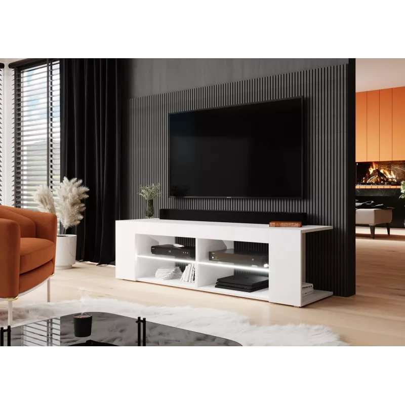 Cama TV spintelė RTV TEXAS 50/134/40 baltas/baltas blizgus