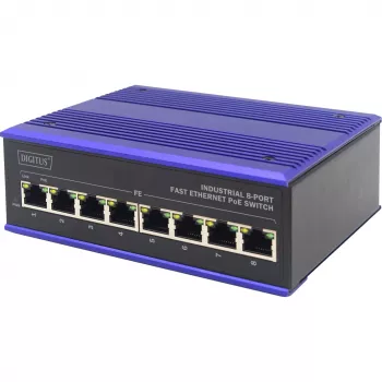 ASSMANN Electronic DN-650108 tinklo jungiklis Fast Ethernet (10/100) Power over Ethernet (PoE) Juodas, Mėlynas