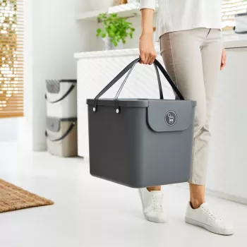 Rotho Albula stačiakampė plastikinė dėžė 40 L, antracitinė, technopolimeras, 400×358×340 mm