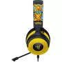Ausinės Razer Kraken V4 X Pokemon – laidinės USB-C/USB-A, supraauralinės, 20–20000 Hz, 1,8 m laidas, 310 g, juodos/geltonos