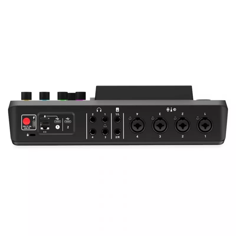 Studijos valdiklis RØDE Caster Pro II juodas – 4 XLR/TRS kombinuotos jungtys, 4 ausinių išėjimai, 8 pagalvėlės, jutiklinis ekranas, Wi‑Fi, Bluetooth, USB‑C