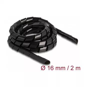 DeLOCK spiralinė žarna lanksti 2 m x 16 mm juoda polietilenas
