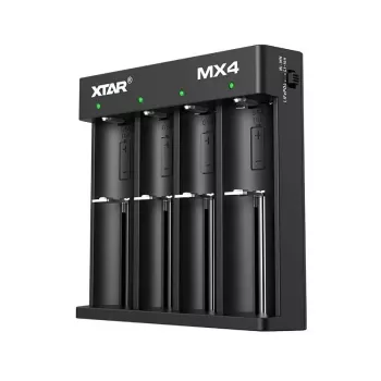 Įkroviklis XTAR MX4 4 lizdų universalus Li-Ion NiMH USB-C, juodas