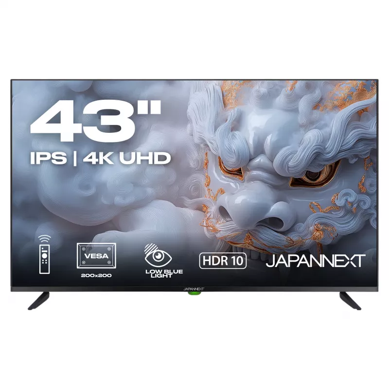109,2 cm / 43 colių (3840x2160) JAPANNEXT JN-IPS430UHD60F 16:9 IPS 60Hz HDMI USB WLAN Garsiakalbiai Juoda