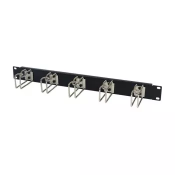 Kabelių tvarkymo panelė 1U metalinė su 5 dideliais laikikliais, ALLNET ALL-S0002251, juoda