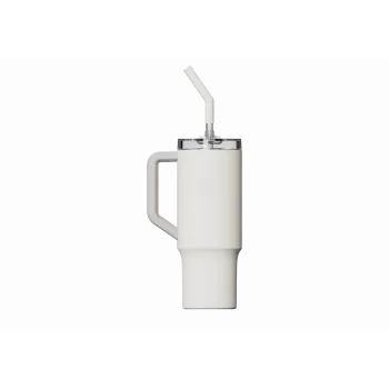 Termo puodelis su šiaudeliu Xiaomi Straw Mug White 1 L – nerūdijančio plieno vidus, nesandarus, 240×132×97 mm