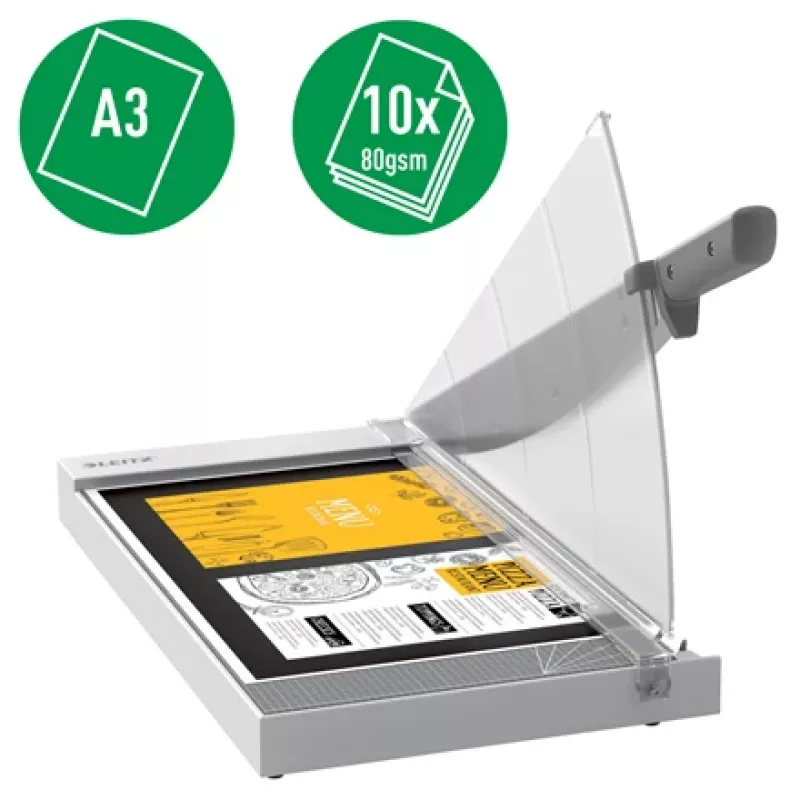 Leitz Precision Home Office popieriaus pjaustytuvas A3, 10 lapų, rankinis spaustuvas, nerūdijantis plienas, A3, 80 g/m², plienas