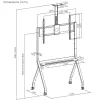 Grindinis TV stovas MACLEAN MC-114 W ekranams nuo 55 iki 100 colių, baltas, VESA iki 900x600, max apkrova 120 kg, aukštis 115–152 cm, lentyna
