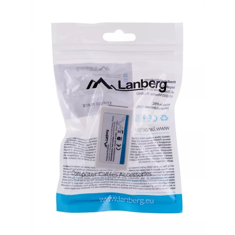 LANBERG lyties keitiklis RJ-45 į RJ-45, moteriškas–moteriškas, U/UTP Cat5e, baltas
