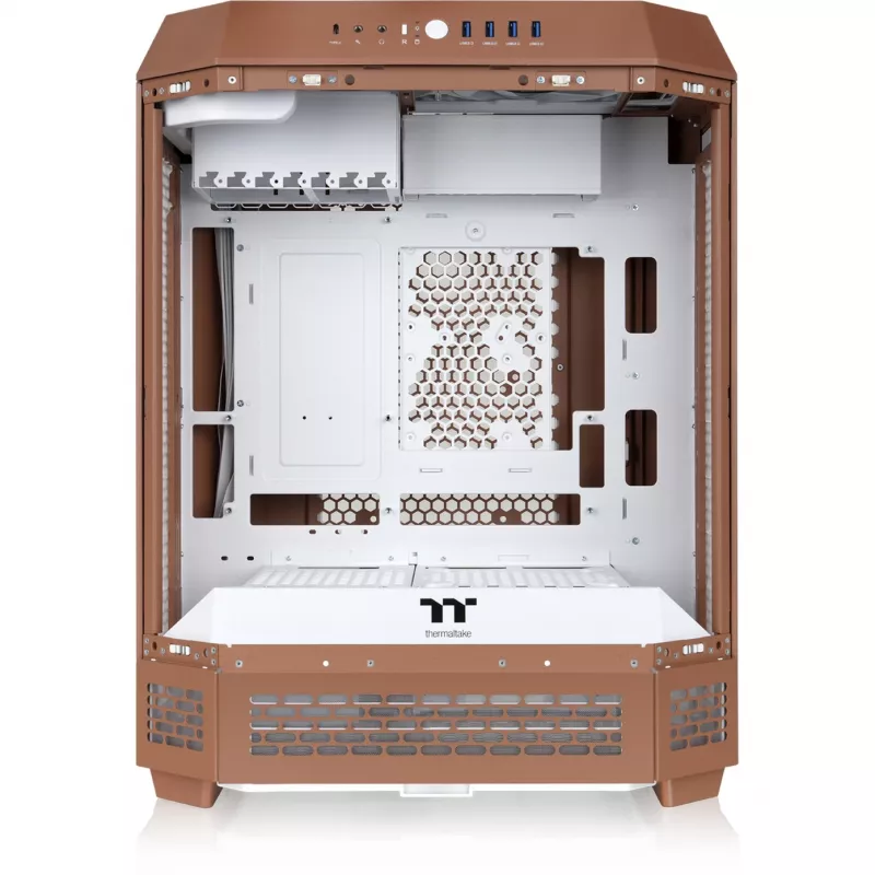 Thermaltake The Tower 600 CA-1Z1-00MUWN-00 Midi Tower ATX kompiuterio korpusas, grūdintas stiklas, 2 x 140 mm ventiliatoriai, 3,5/2,5 col. diskams, Mocha Mousse