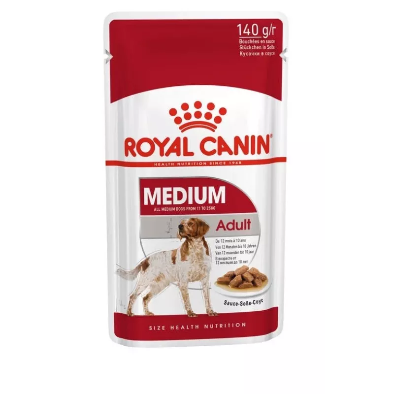 ROYAL CANIN SHN Medium Adult padaže – šlapias ėdalas suaugusiems vidutinių veislių šunims – 10x140g