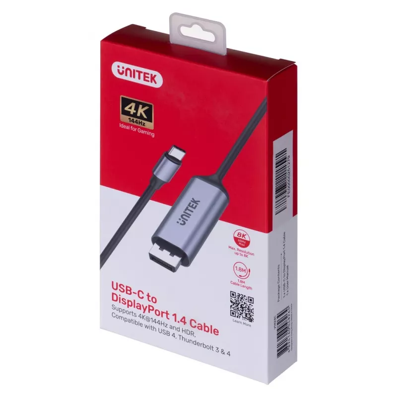 UNITEK adapteris USB-C į DisplayPort 1.4, 8K@60Hz, 1,8 m, V1423C