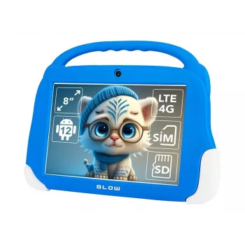 Planšetinis kompiuteris BLOW KidsTAB8 8 colių IPS HD Android 12, 1.6 GHz Octa-core T606, 4 GB RAM, 64 GB, LTE, MicroSD