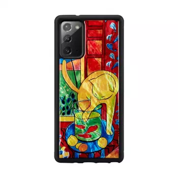 Apsauginis dėklas iKins Samsung Galaxy Note 20 su raudonos katės ir žuvies dizainu