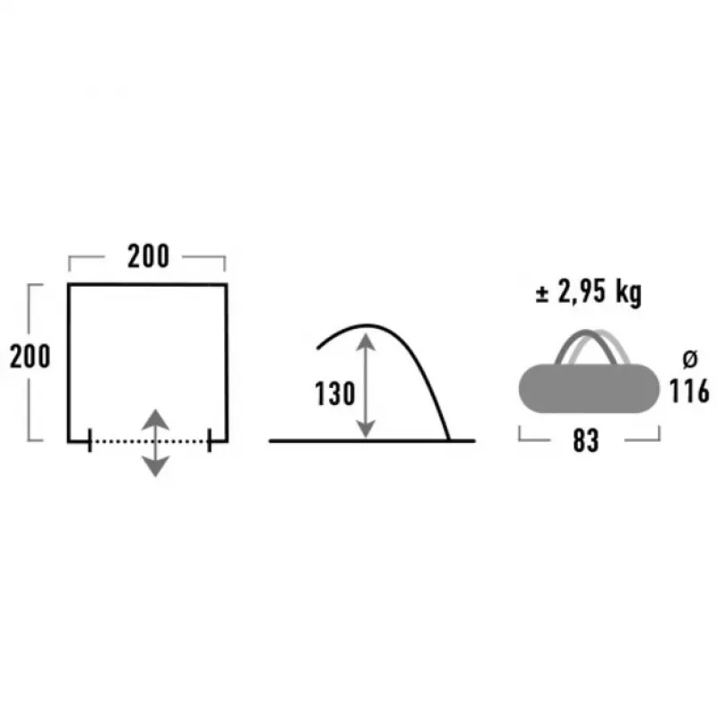 Paplūdimio palapinė High Peak Calida 80 – aliuminis/pilka, aukštis 130 cm, su grindų audeklu ir 4 smėlio kišenėmis