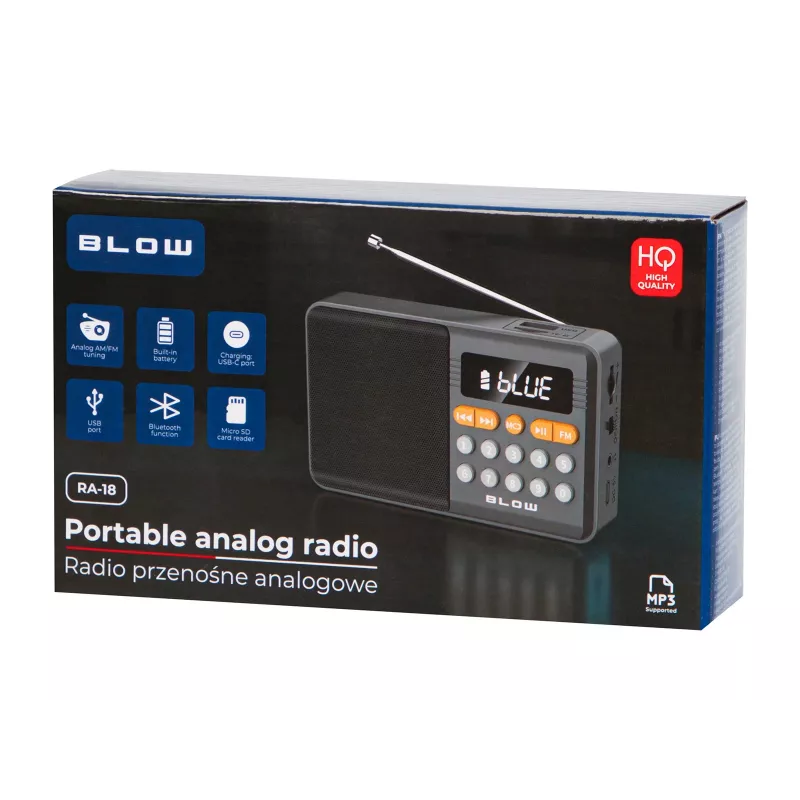 Nešiojamas analoginis AM/FM Bluetooth radijas BLOW RA18
