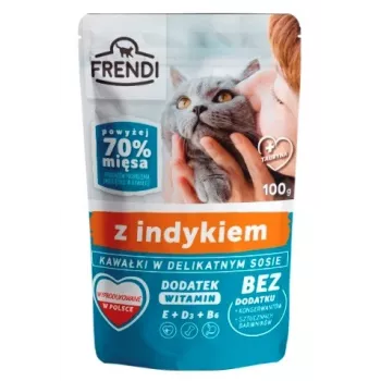 Šlapias ėdalas katėms Frendi gabaliukai kalakutienos padaže, 100 g