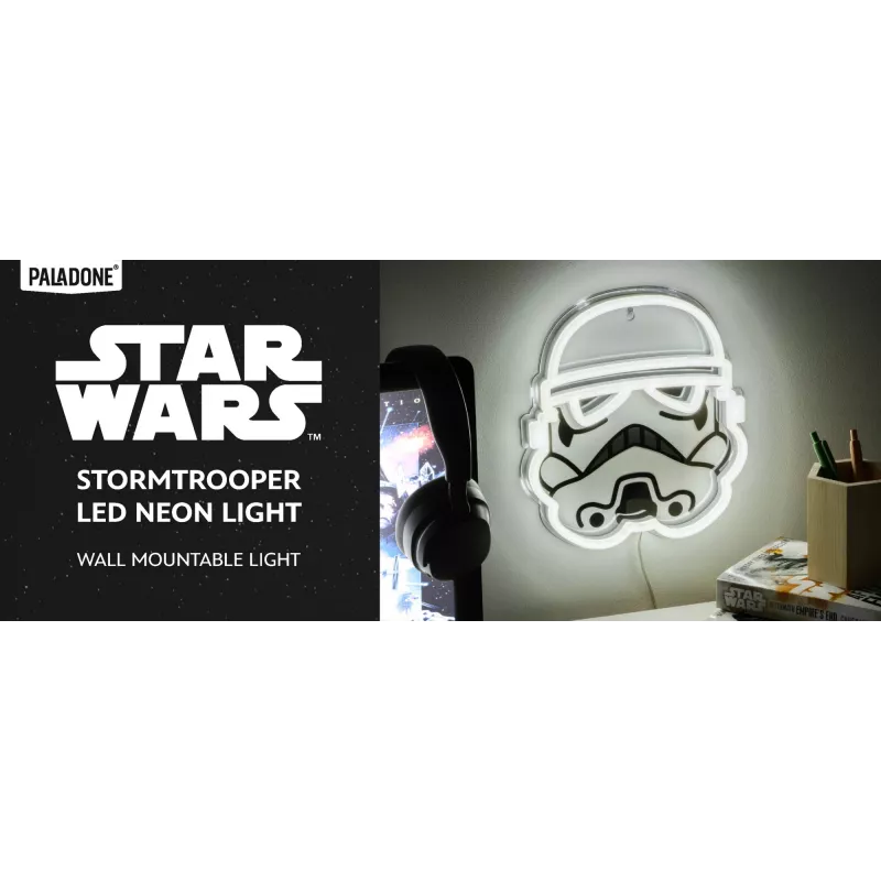 LED neoninė sieninė lempa Paladone Stormtrooper modelis PP14595SWVN, dekoratyvinis „Žvaigždžių karų“ apšvietimas