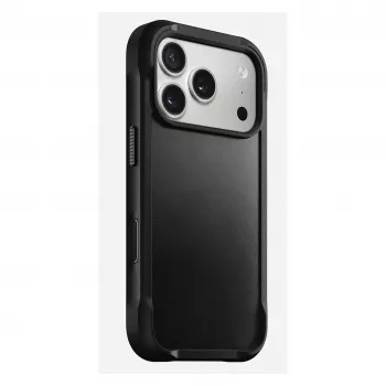 Dėklas telefonui Nomad Rugged Leather Case, skirtas Apple iPhone 17 Pro, oda/TPU/PC/aliuminis, tinka 16 cm (6,3 colio) ekranams, juodos spalvos