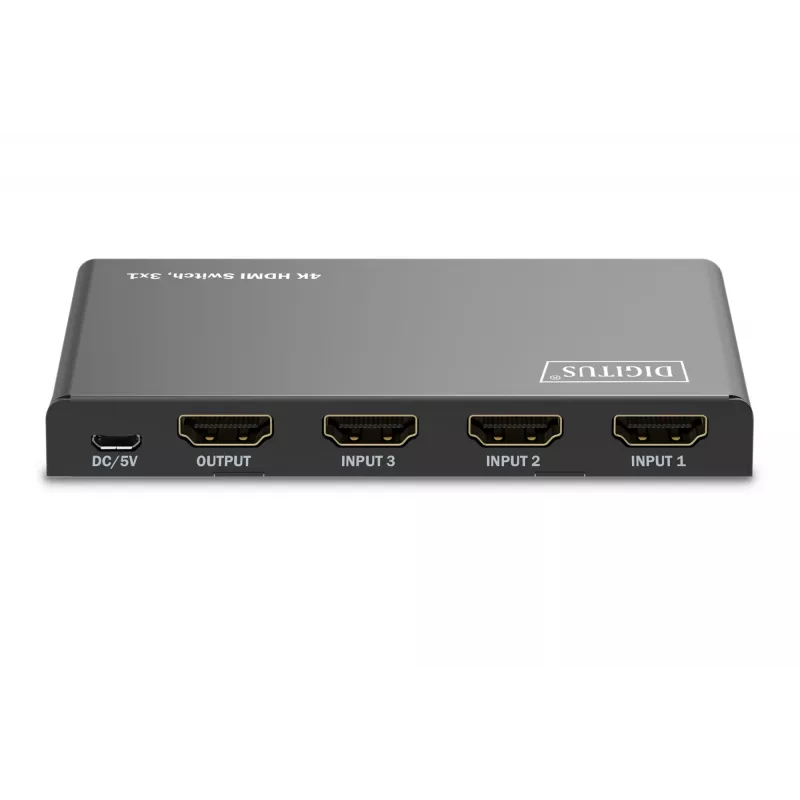 Digitus 4K HDMI jungiklis 3x1 juodas metalinis 18 Gbit/s