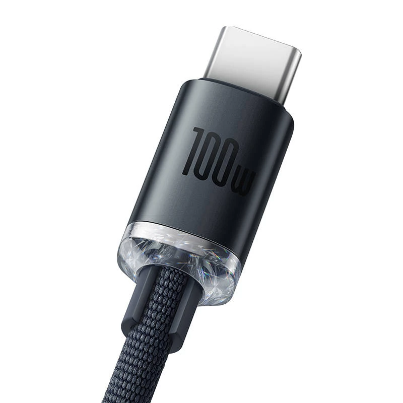 Baseus Crystal Shine laidas USB į USB-C, 100W, 2m (juodas)