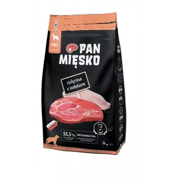 Sausas šunų ėdalas Pan Miesko Veršiena su Kalakutu XS 9 kg – suaugusiems mažų veislių šunims, 30% baltymų, 20% riebalų