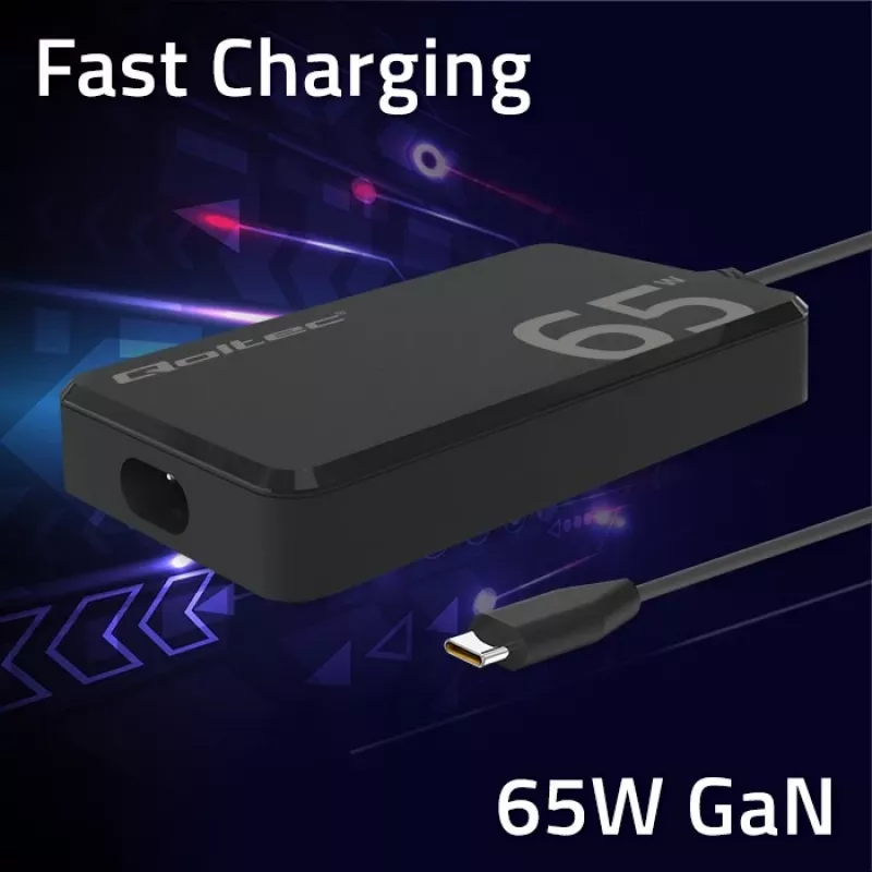 QOLTEC 65W GaN Super Fast SLIM PD 5-20V 3.25A USB-C įkroviklis