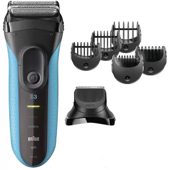Elektrinis skustuvas BRAUN Series 3 3010 BT – belaidis folijos skustuvas, juodai mėlynas