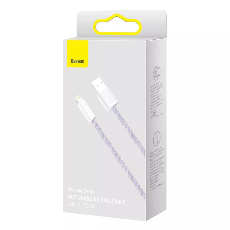 Baseus Dynamic laidas USB į Lightning, 2.4A, 2m (Violetinė)