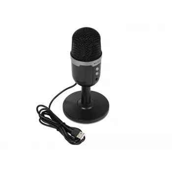 BLOW studijinis mikrofonas su LED stovu – laidinis USB 2.0, 20–16000 Hz, jautrumas -50 dB, 237 g