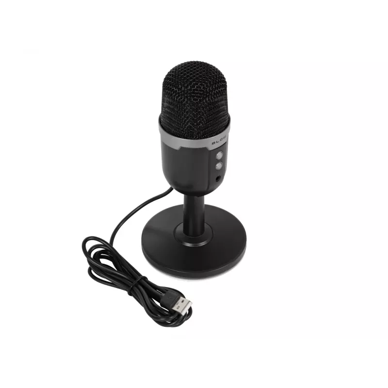 BLOW studijinis mikrofonas su LED stovu – laidinis USB 2.0, 20–16000 Hz, jautrumas -50 dB, 237 g