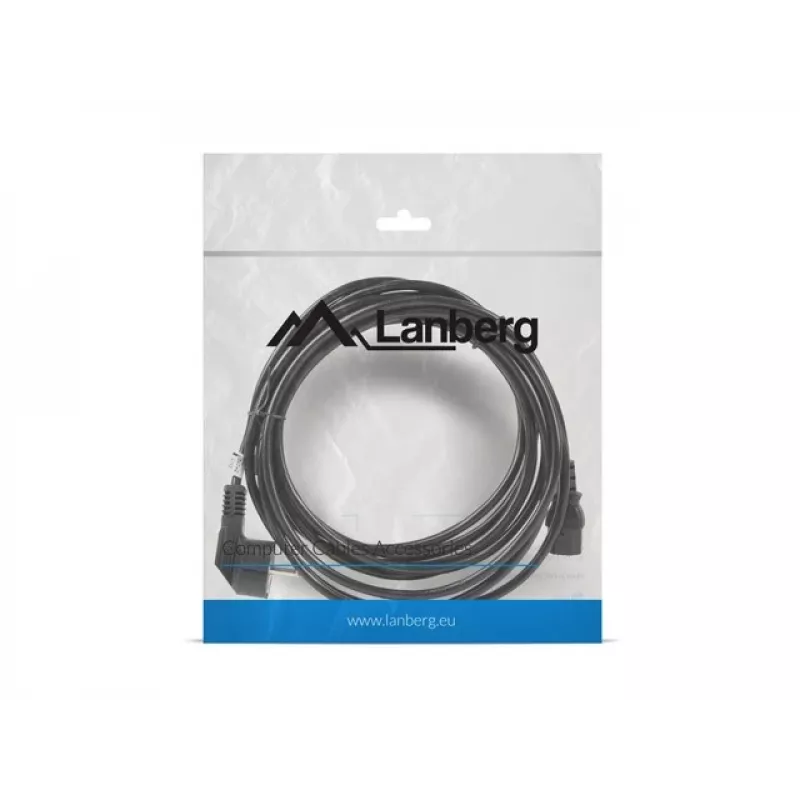 Maitinimo laidas LANBERG CA-C13C-11CC-0050-BK — 5 m, C13 kištukas į CEE7/7, kampuotas C13