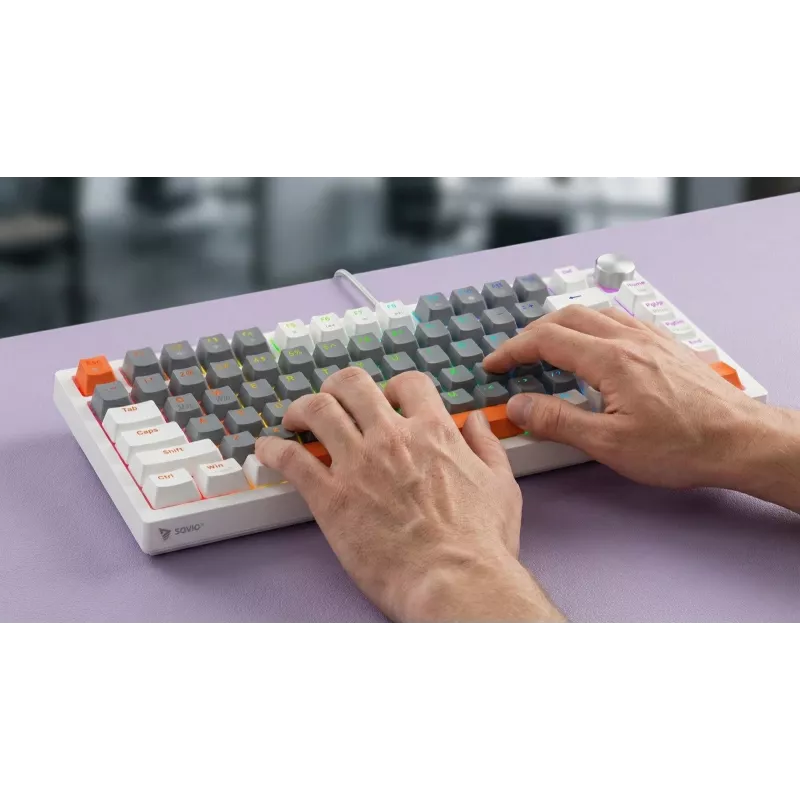 Gaming klaviatūra Savio ASTRAL WHITE JADE 3 COLOURS USB QWERTY US International