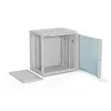 Sieninis 19 colių spintos korpusas Alantec 12U 600x450 mm, stiklinės durys, nuimami galiniai ir šoniniai dangteliai, užrakinamas, 4 montavimo bėgeliai, pilkas, plokščioje pakuotėje