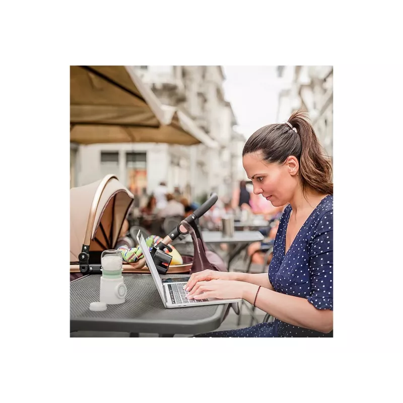 Pieno šildytuvas Momcozy MW003-WH12BA-A – nešiojamas, 80 W baterija, liečiamas valdymas, žalia/skaidri/balta