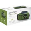 Nešiojamas FM/AM radijas SENCOR SRD1000SCLGR su Bluetooth, saulės/sukamos rankenos/USB-C įkrovimu, 2000 mAh baterija, IPX4, LED šviesomis