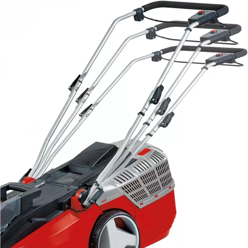 Akumuliatorinė vejapjovė EINHELL GE-CM 43 Li M Kit, 36V (2x18V), raudona/juoda, 2x ličio jonų akumuliatorius 4,0 Ah