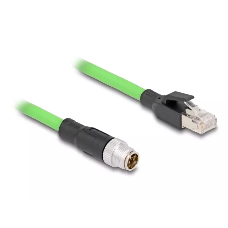Tinklo kabelis DeLOCK M12 X-coded 8 kontaktų kištukas į RJ45 kištuką PUR (TPU) 1 m