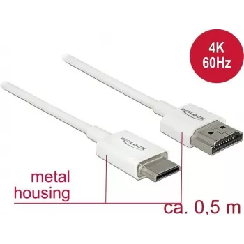 HDMI laidas DeLOCK 85141 0,5 m HDMI A tipo – C tipo baltas